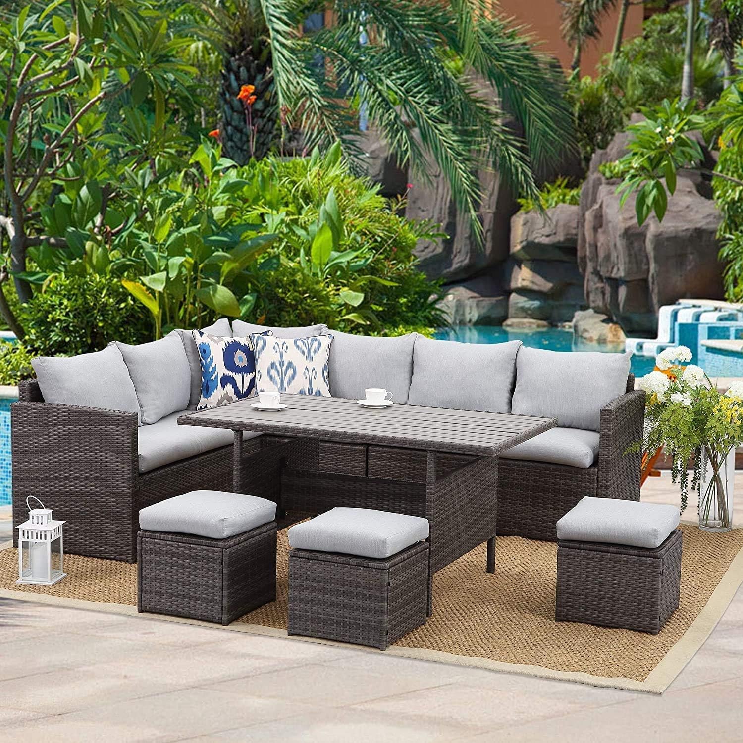 Wisteria Lane 7 Piece Outdoor Dining Sectional Sofa Set Review