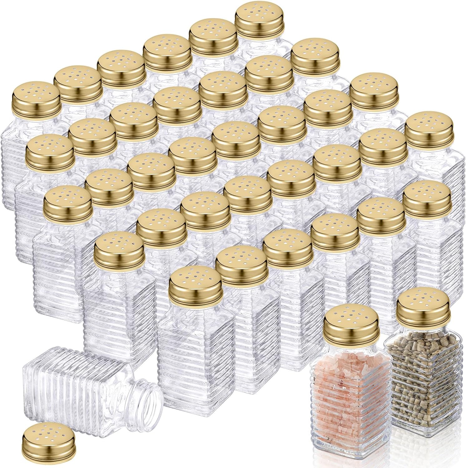 Bokon 48 Pack Glass Salt Shaker Set for Kitchen and Events