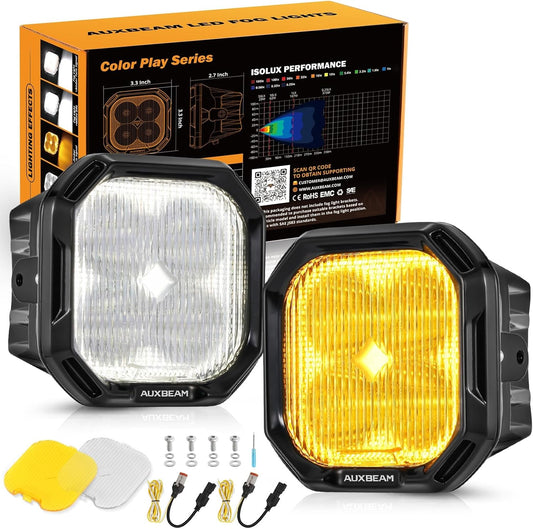 Auxbeam Color Play Series 3 Inch LED Fog Lights for Vehicles