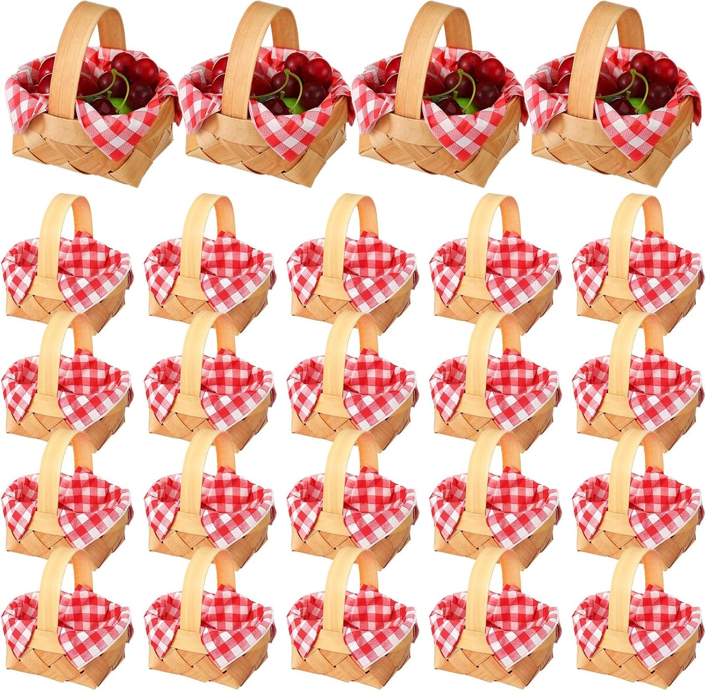Christmas Mini Woven Baskets with Napkins for Festive Decor