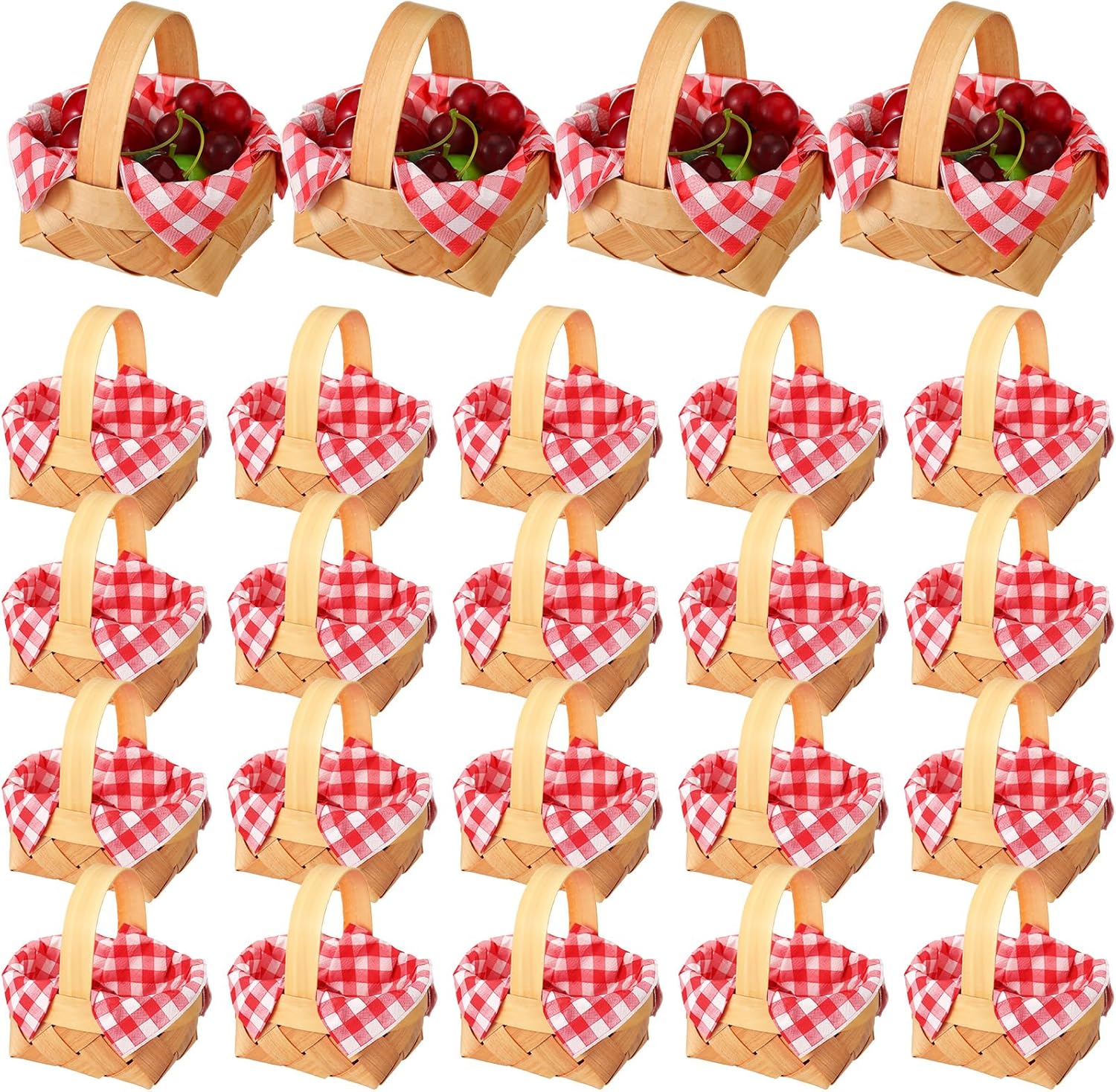 Christmas Mini Woven Baskets with Napkins for Festive Decor