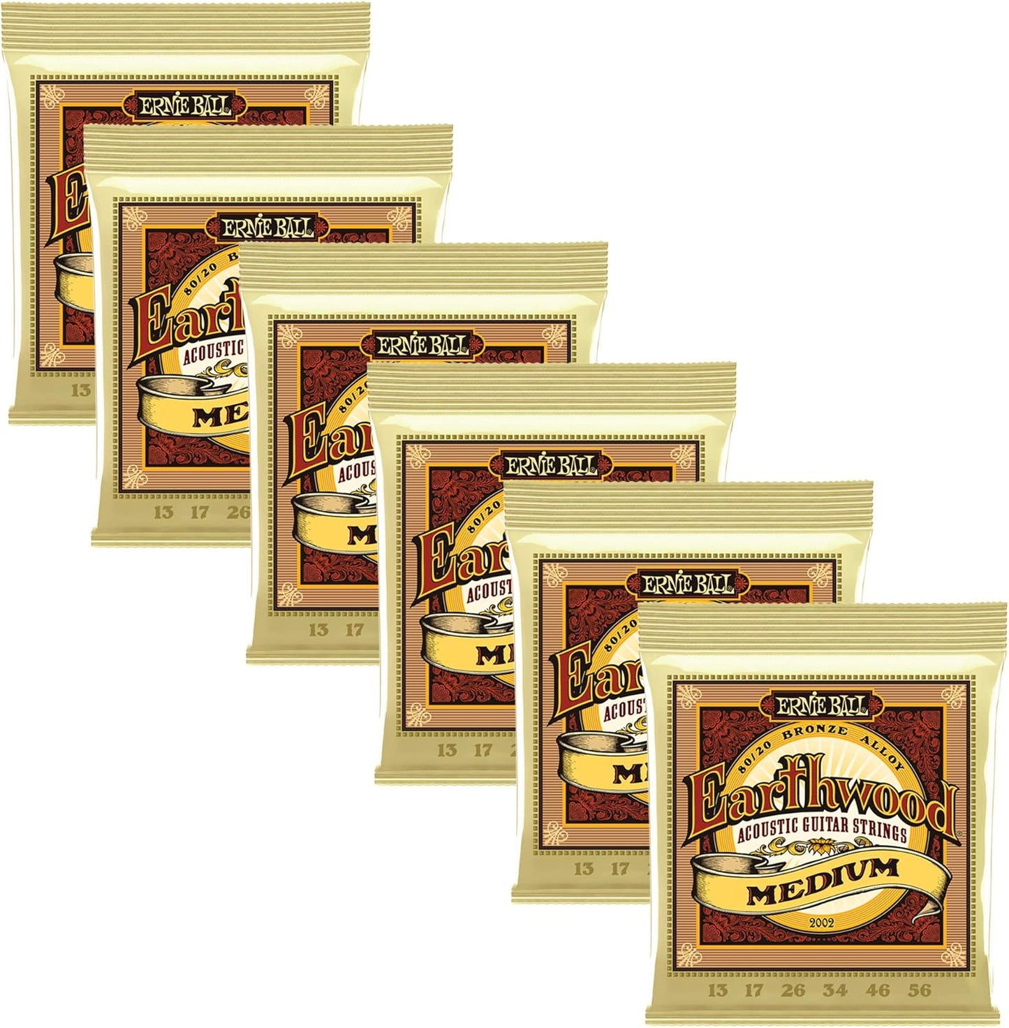 Ernie Ball Earthwood 80/20 Bronze Acoustic Guitar Strings 6 Pack