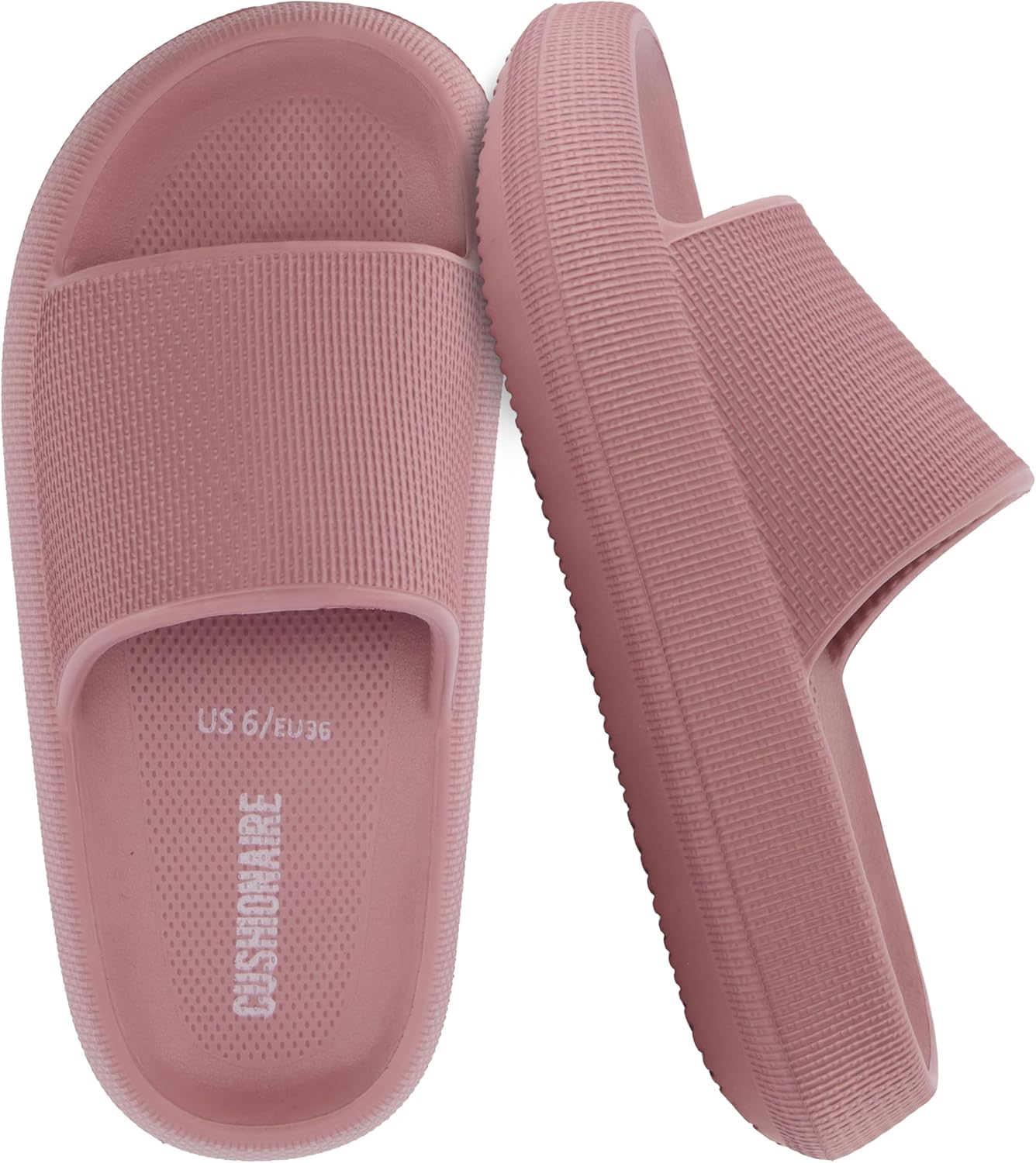 CUSHIONAIRE Feather EVA Slides for Women - Comfortable Slip On