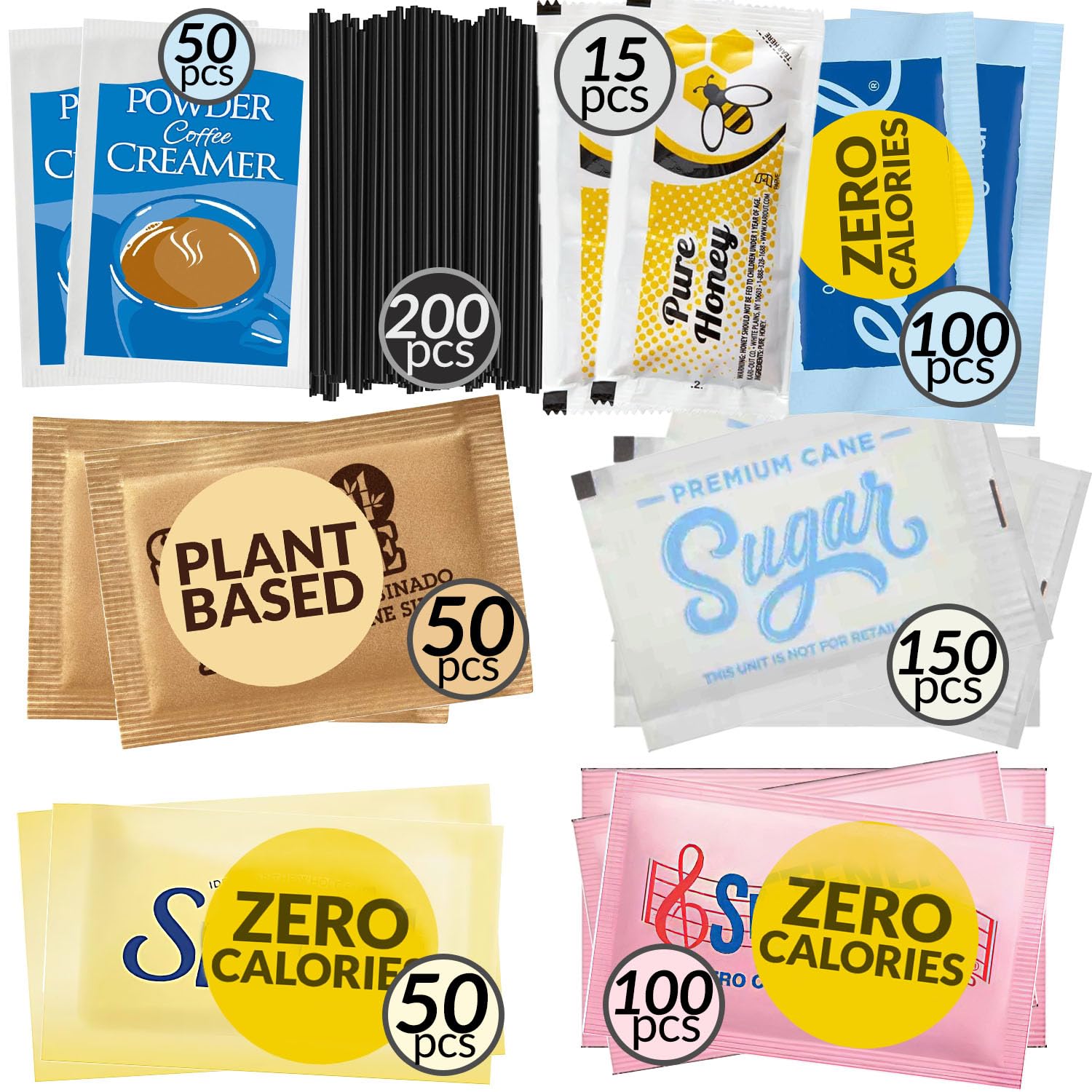 Assorted Sugar & Powder Creamer Packets for Coffee Lovers