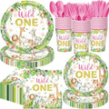 Wild One Safari Party Supplies for 50 Guests - 400 Pc Set
