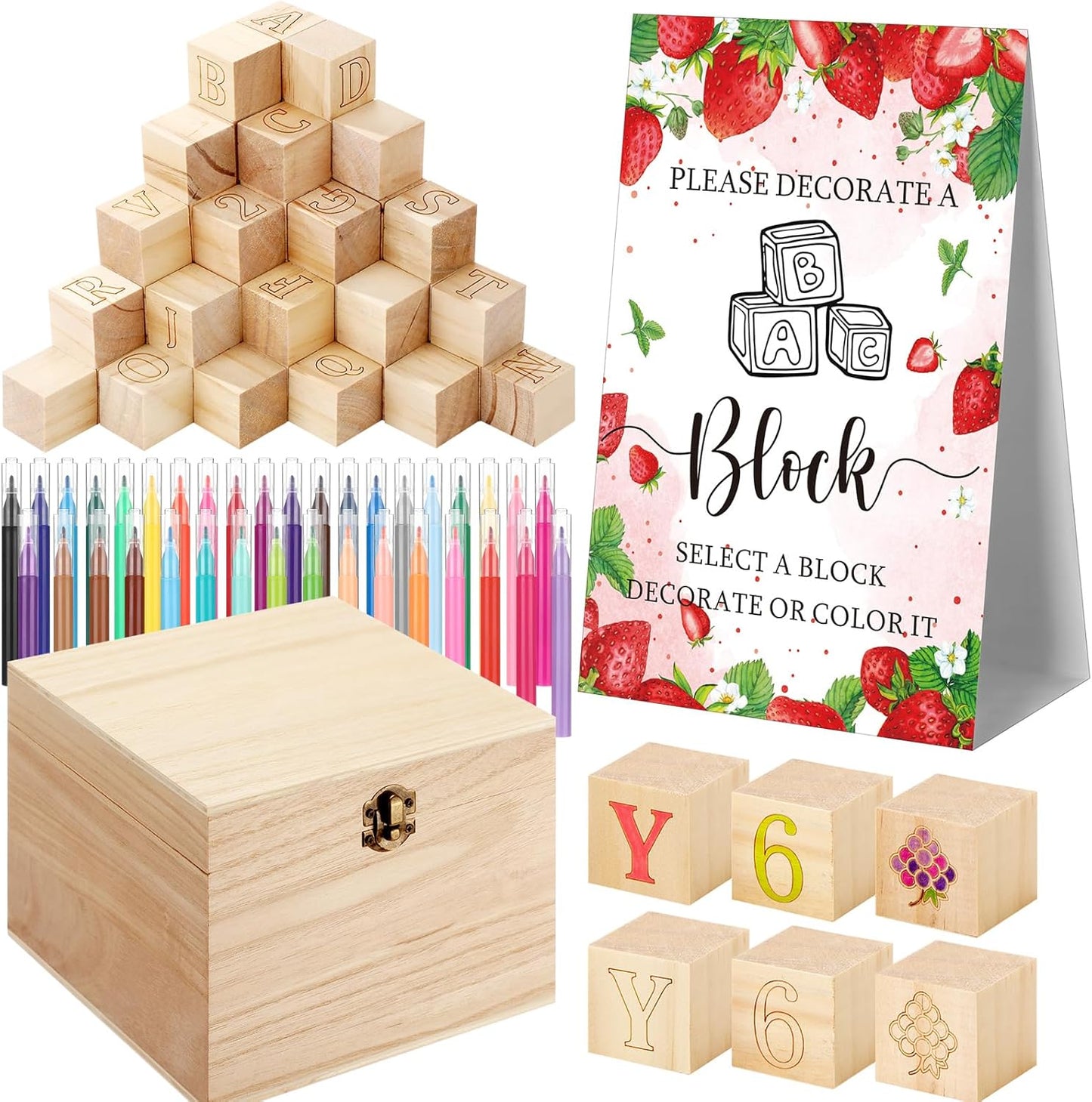 Marsui 136 Pcs Baby Shower Blocks Game Kit for Fun Activities
