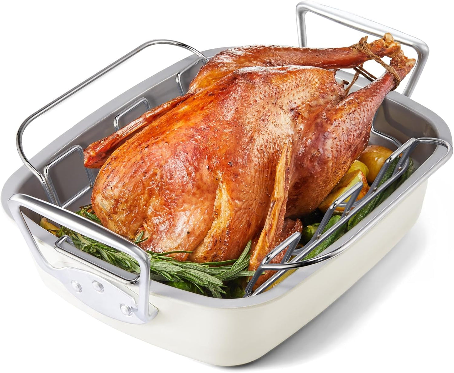 HONGBAKE Large Turkey Roasting Pan with Rack for Perfect Meals