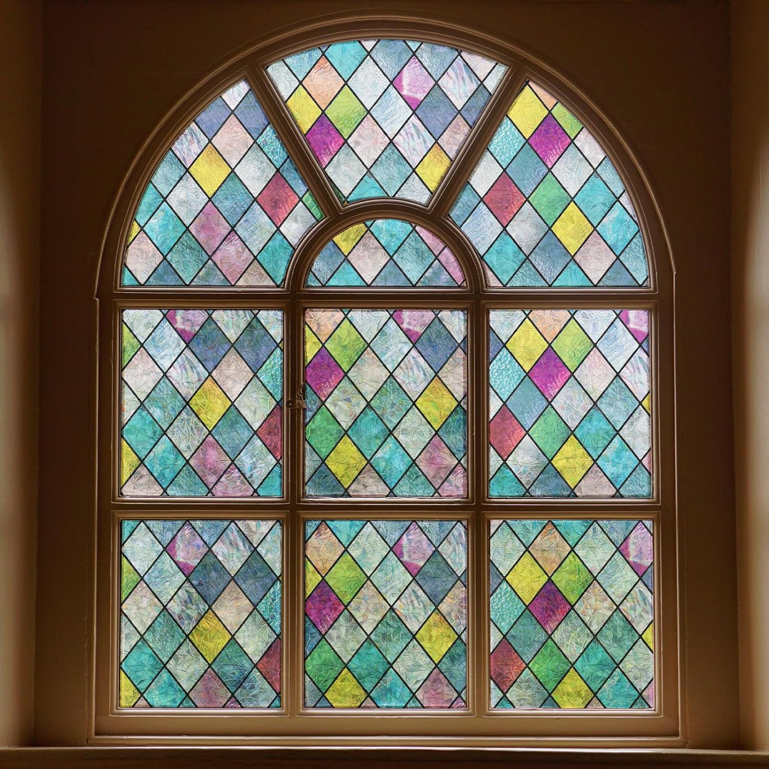 FEOMOS Stained Glass Window Film for Privacy and UV Protection