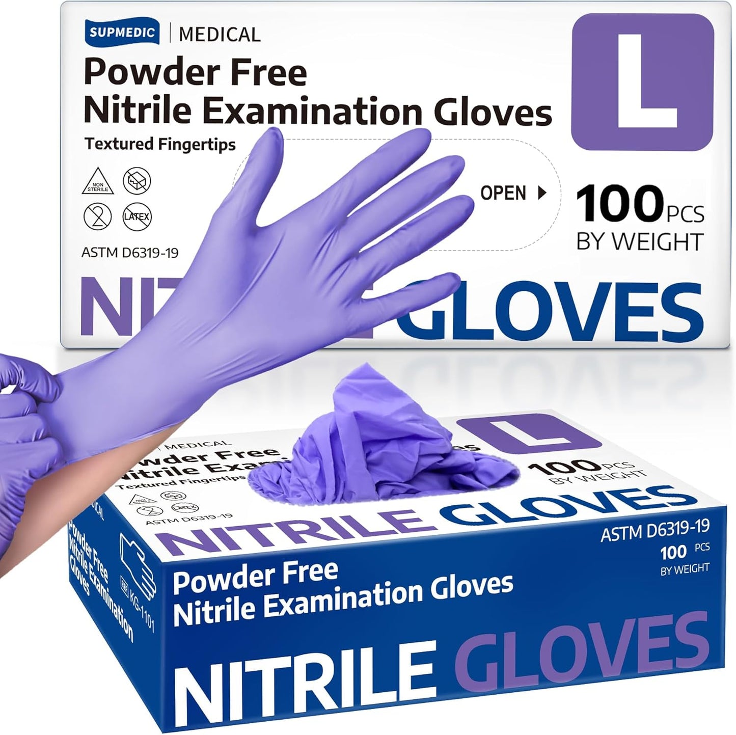 Supmedic Purple Nitrile Exam Gloves - 100 Pcs