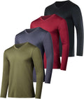 Men's Dry Fit Long Sleeve V-Neck 4 Pack - UPF 50+ Active Shirts Real