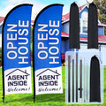 Open House Flags 2 Pack Blue Feather Banners 7 x 5.4 ft - Portable