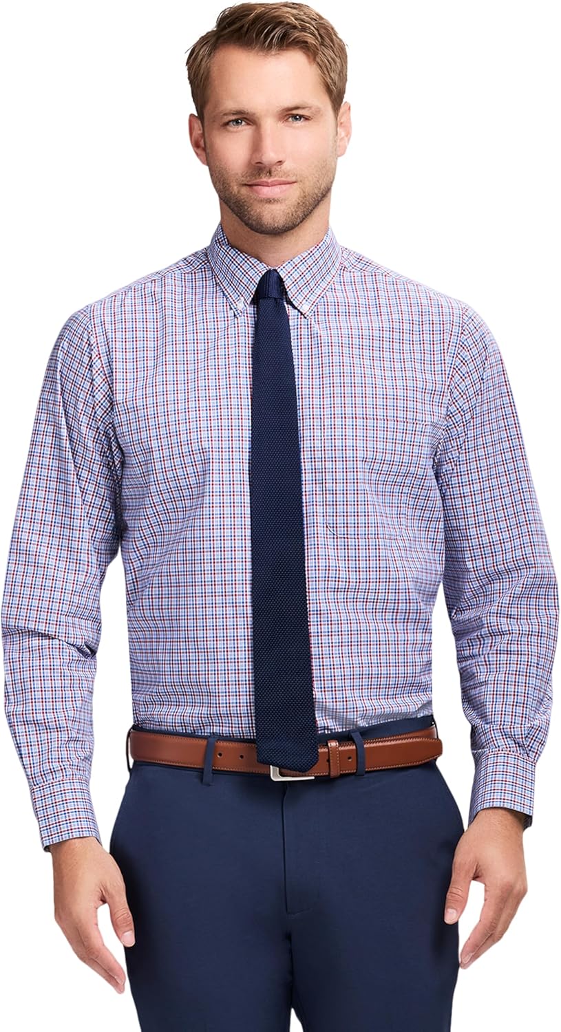 IZOD Men's Dress Shirt Regular Fit Long Sleeve Wrinkle Free
