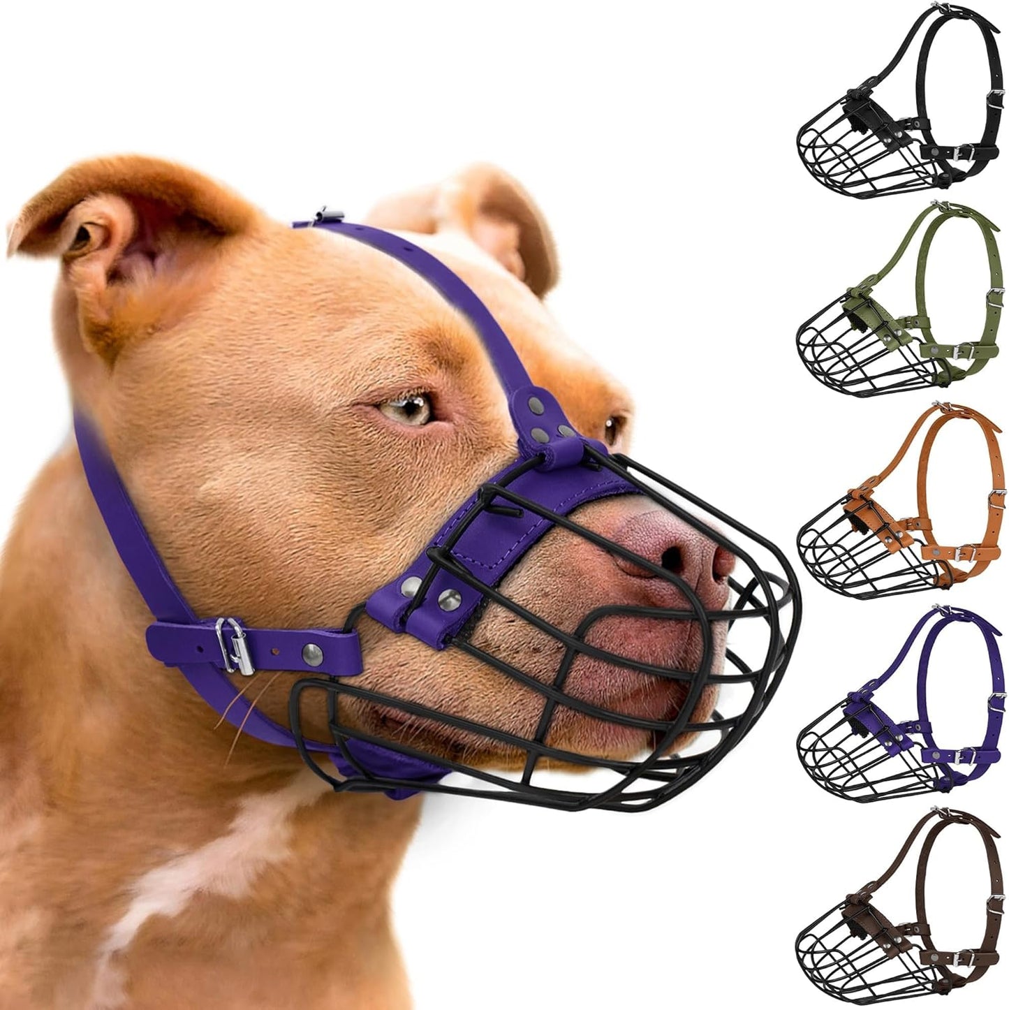 Pitbull Dog Muzzle Breathable Metal Basket for Large Dogs