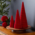 Red velvet cones set of 3 - Handmade romantic table decor