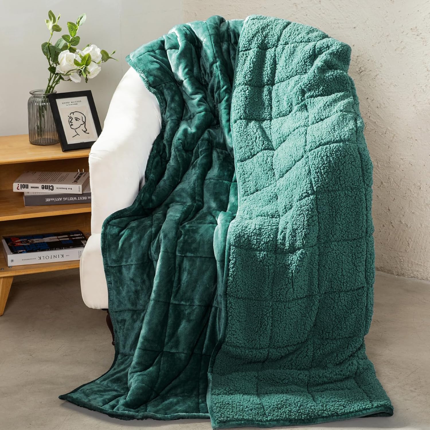 Aemicion Fleece Sherpa Twin Weighted Blanket 15lbs for Adults