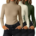 Women's Ribbed Thermal Turtleneck 3 Pack - Fitted Lightweight Base