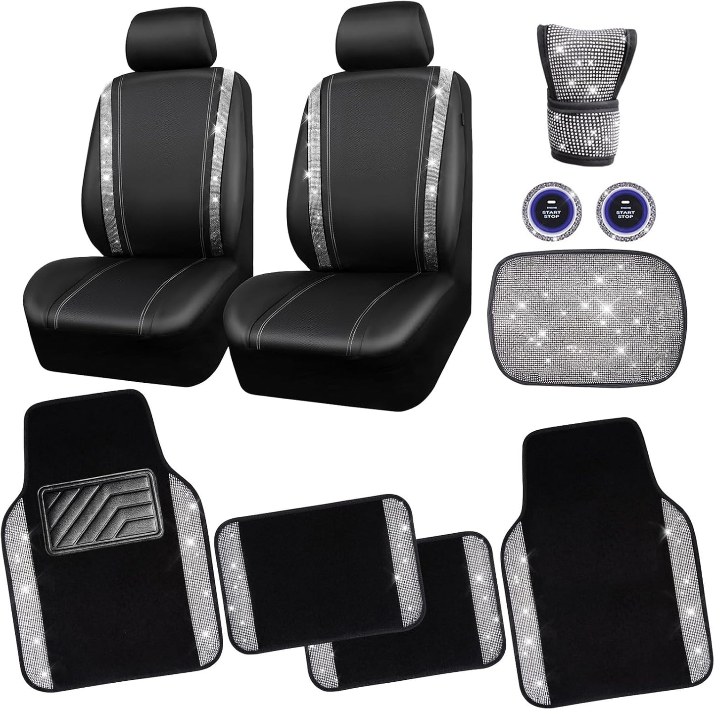Bling Diamond Car Seat Covers and Floor Mats for Women