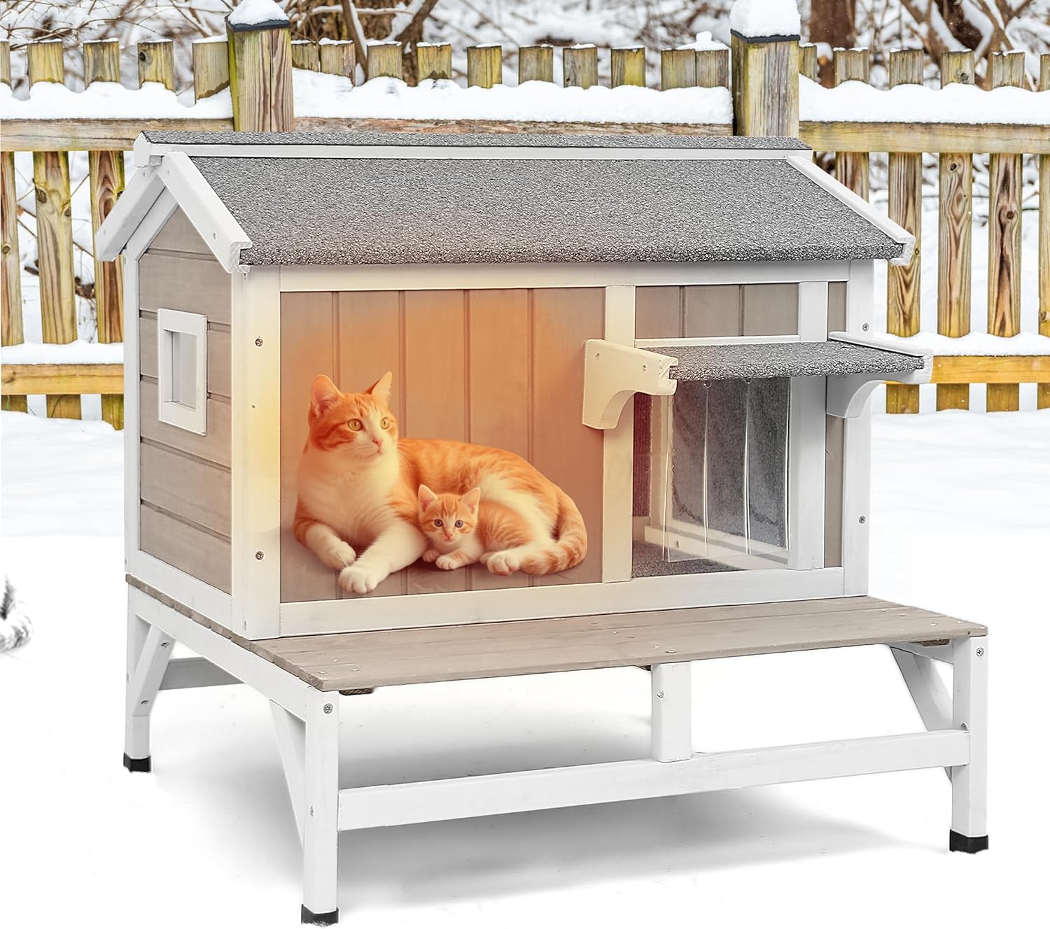 Insulated Cat House for Outdoor Feral Cats - Warm Shelter