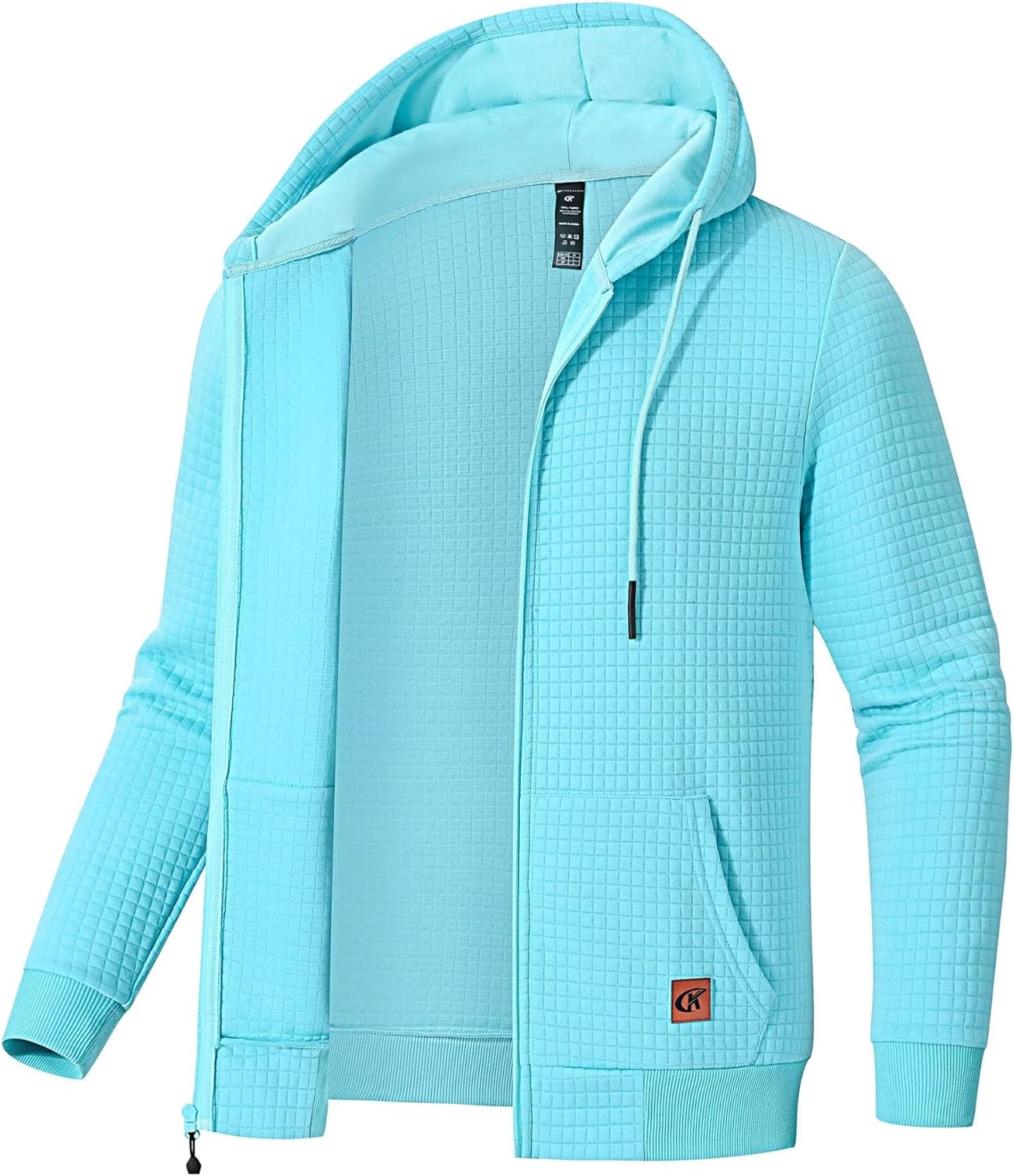 Satankud Men's Jacquard Plaid Lightweight Zipper Hoodie Jacket