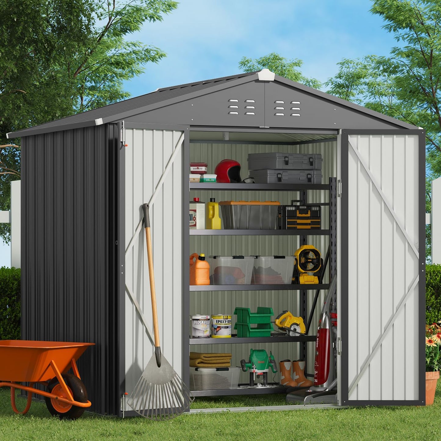 Gizoon Outdoor Storage Shed 8 x 6 FT for Backyard Organization