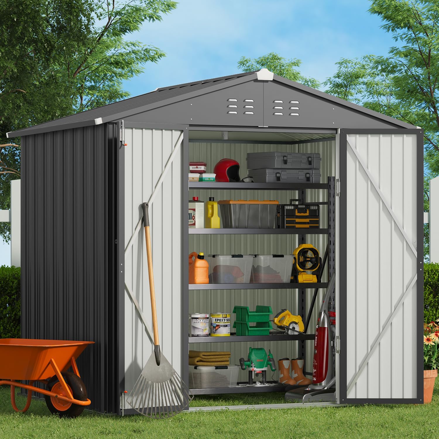Gizoon Outdoor Storage Shed 8 x 6 FT for Backyard Organization