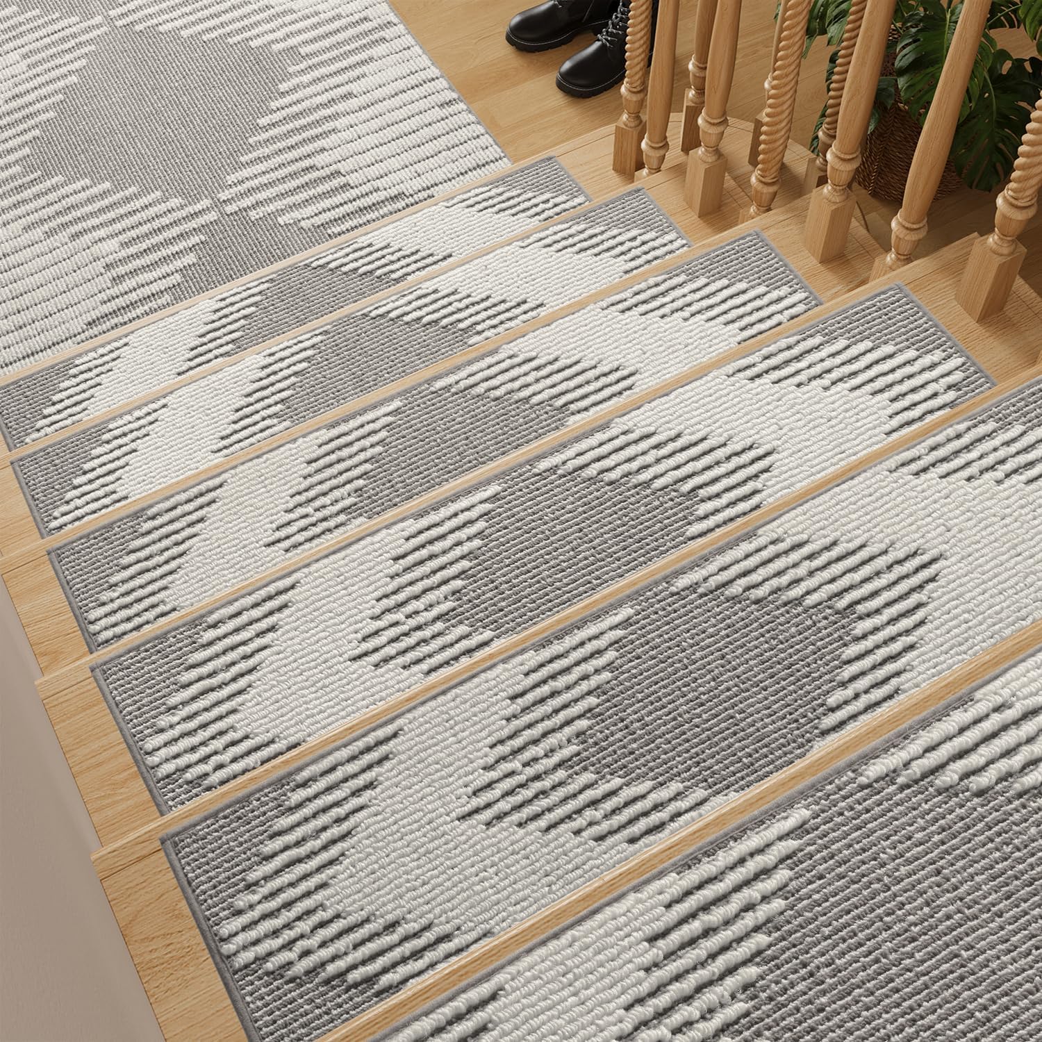PADOOR 15PC Non Slip Stair Treads for Wooden Steps Indoor