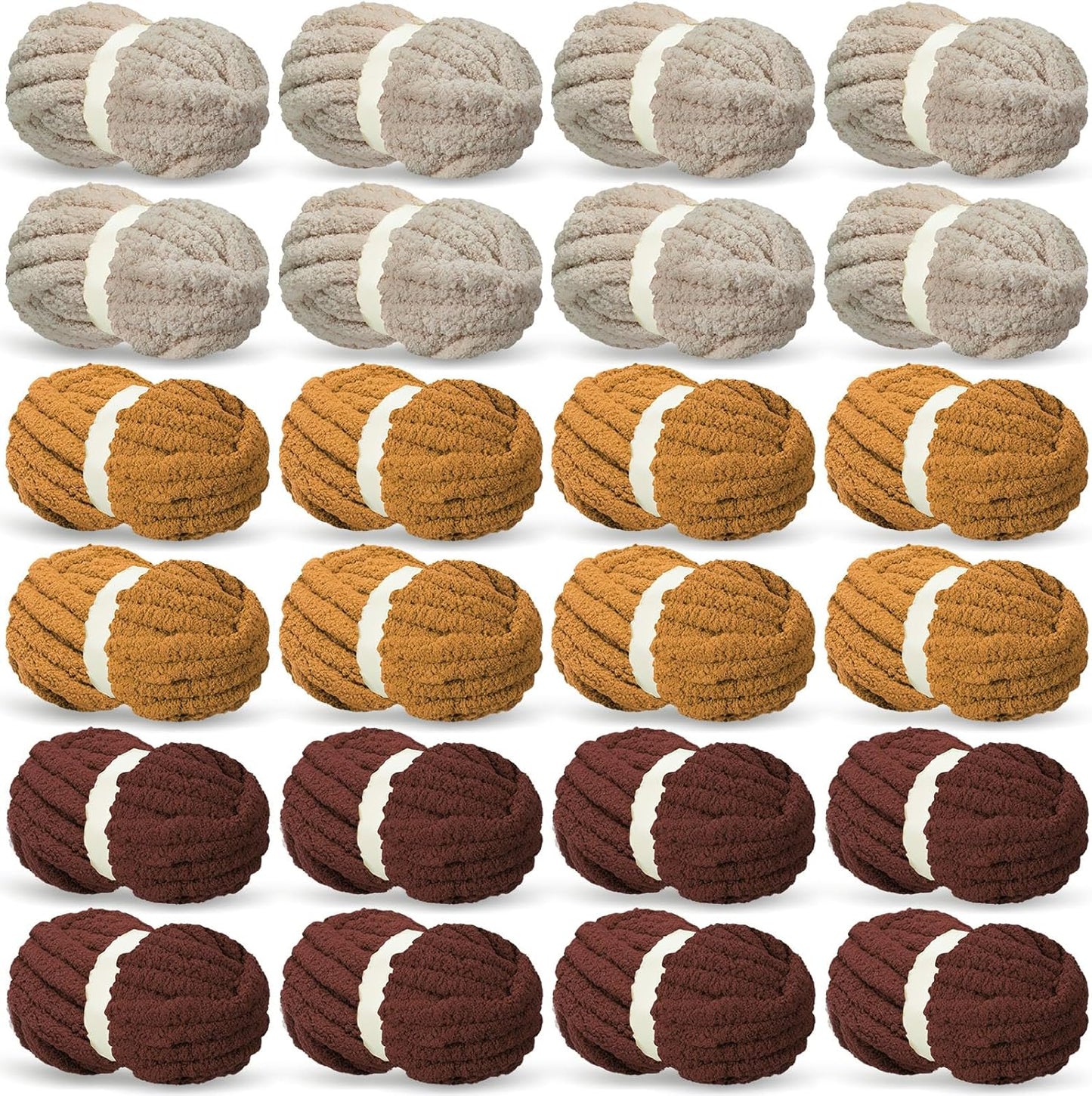 24 Pack 3/4 Inch Chunky Chenille Yarn for Crocheting Projects