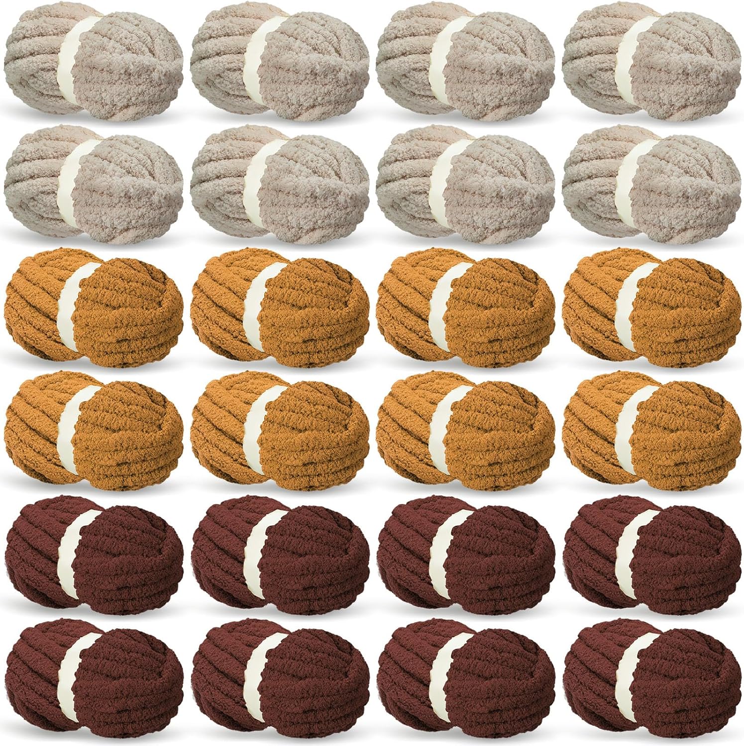 24 Pack 3/4 Inch Chunky Chenille Yarn for Crocheting Projects