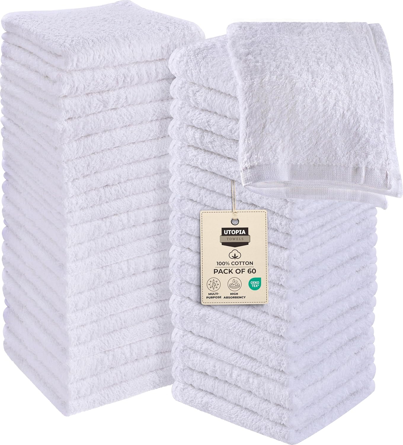 Utopia Towels Cotton Washcloths Set - 60 Pack of Soft Cloths