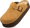 Women's Suede Clogs Cork Footbed Platform Mules - Comfortable Arch it