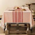 Contrast Linen Rectangle Tablecloth 54x108 in - Burnt Orange Farmhouse