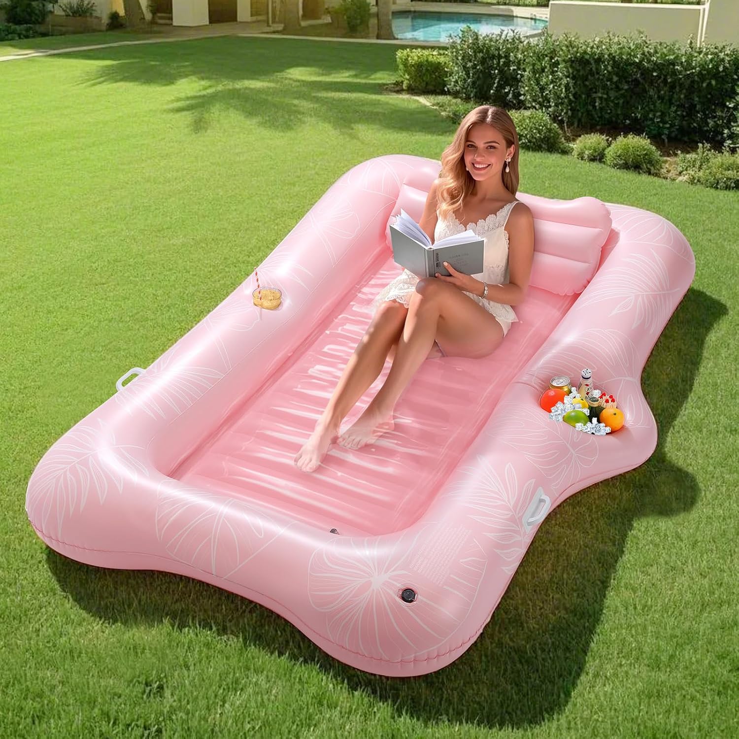 MoKo Pool Floats Adult Large Inflatable Lounger with Ice Bar