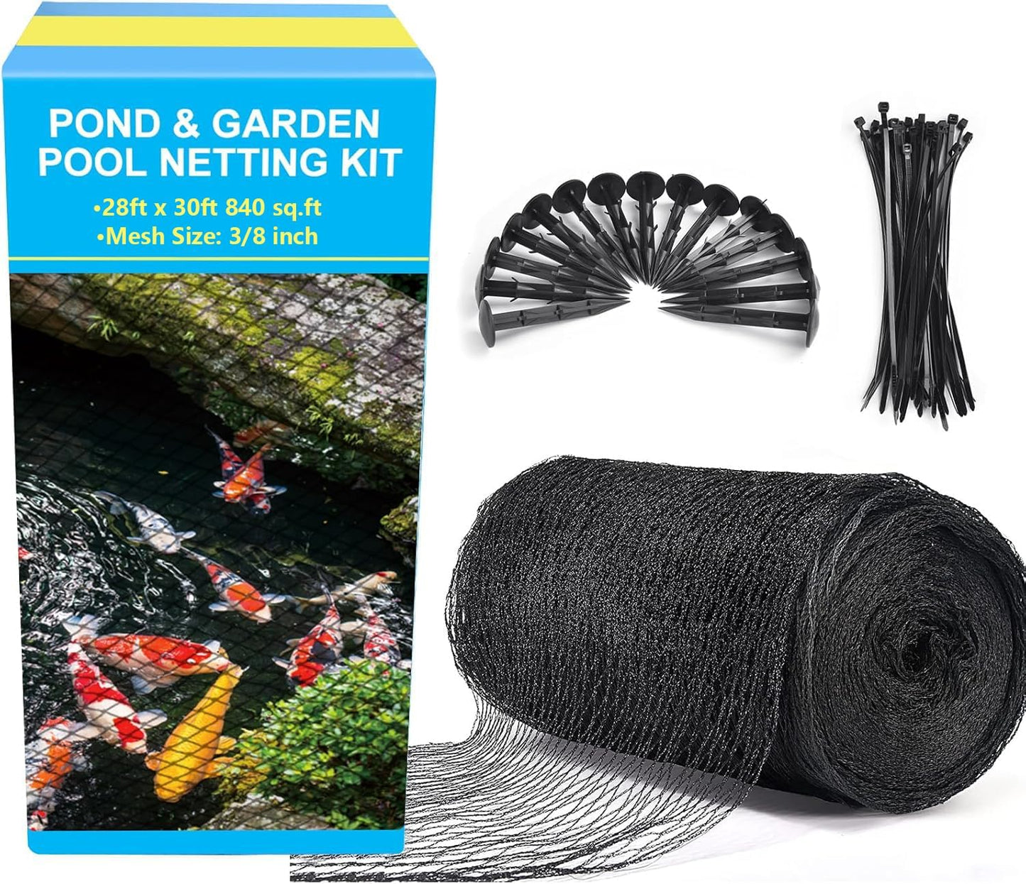 Pond Netting 28x30FT for Koi Ponds, Protects Fish from Predators