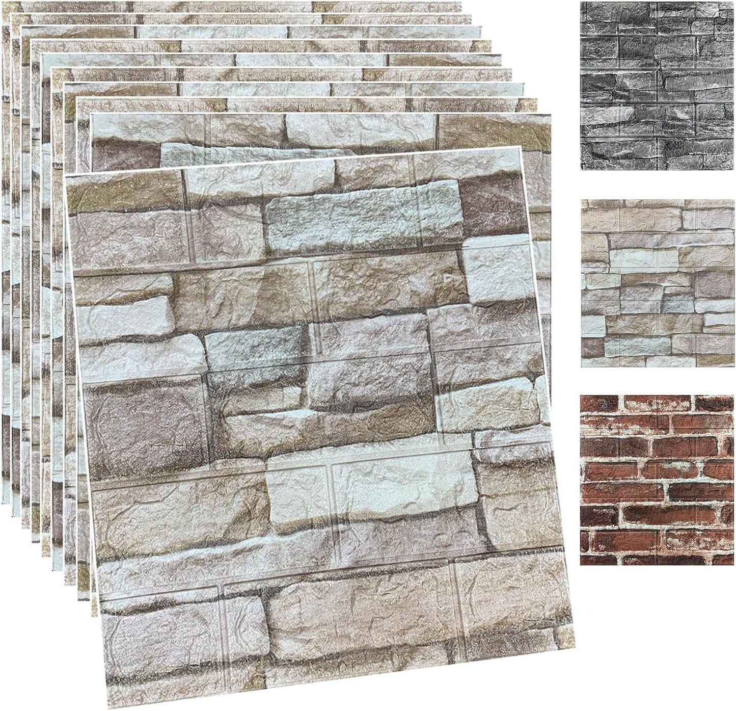 20PCS 3D Wall Panels Peel and Stick Foam Faux Stone Wallpaper
