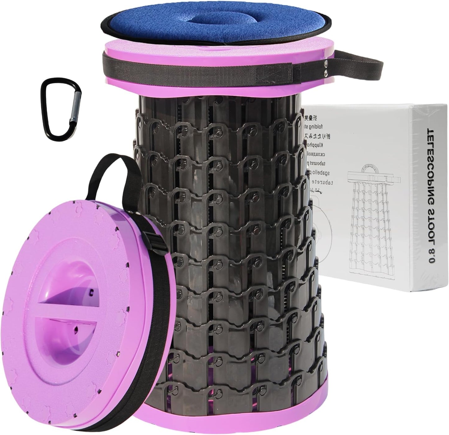 Portable Collapsible Stool with Cushion for Outdoor Use