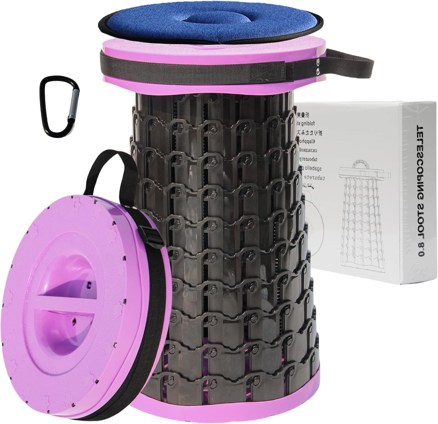 Portable Collapsible Stool with Cushion for Outdoor Use