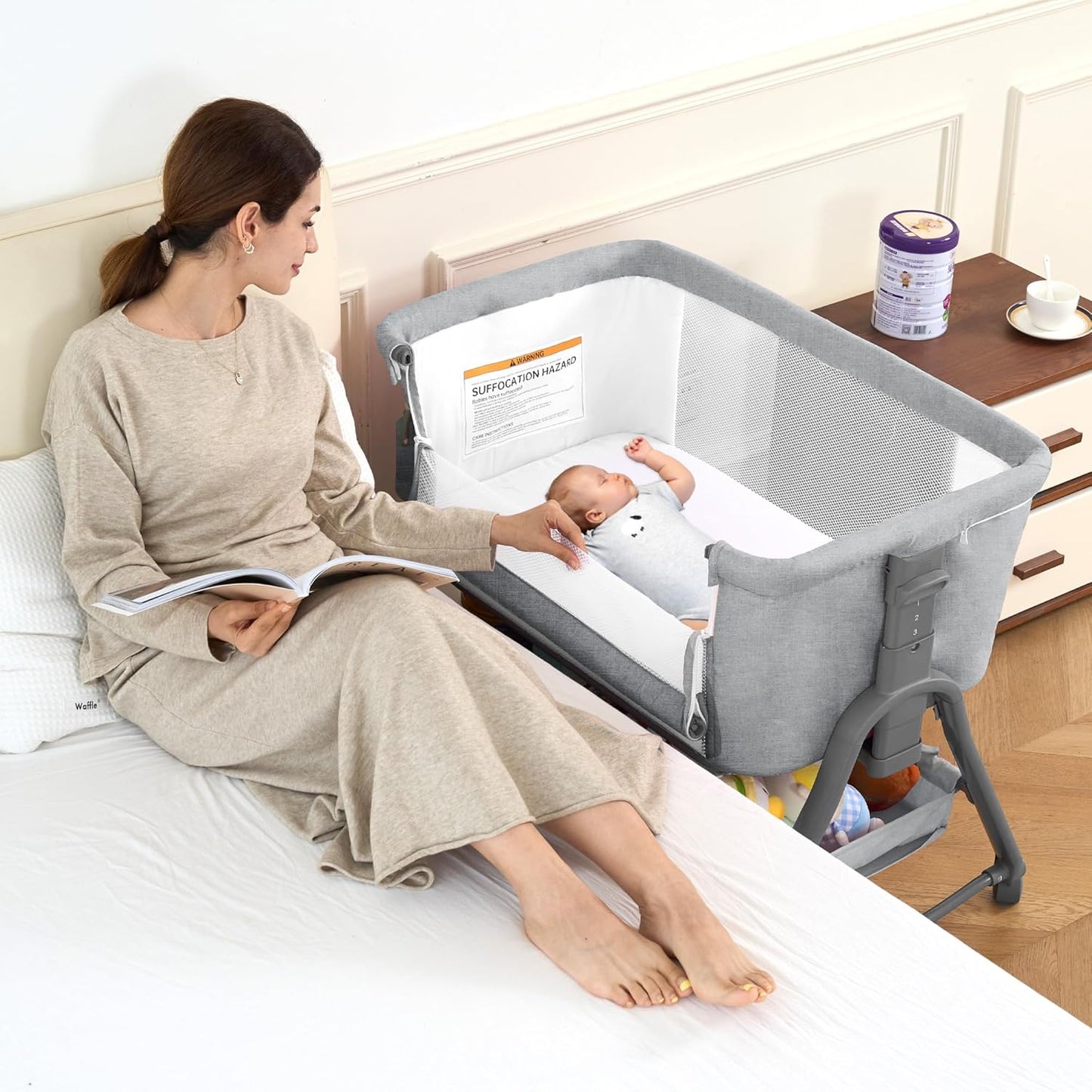 Real Relax Baby Bassinet Bedside Sleeper with Adjustable Height
