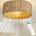 Rattan Caged Boho Fandelier Ceiling Fan with Light - Quiet 6-Speed