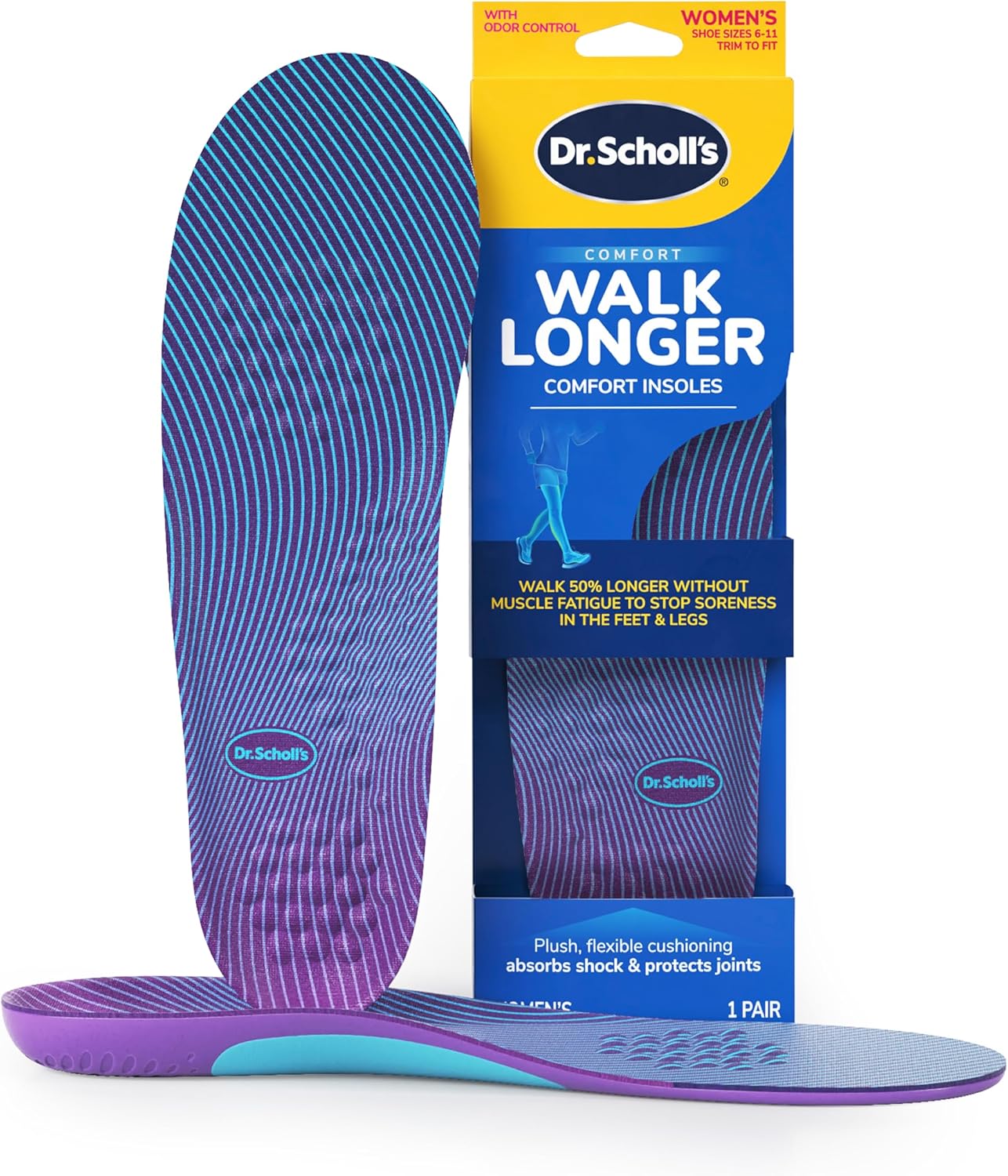 Dr. Scholl's Walk Longer Insoles - Plush Comfort & Arch Support