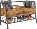 Entryway Shoe Bench with Lift Top Box and Shoe Rack - Vintage Brown