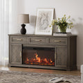 68 Farmhouse TV Stand with Electric Fireplace & Storage
