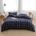 FACE TWO FACE King Size Duvet Cover Set in Dark Blue Grid