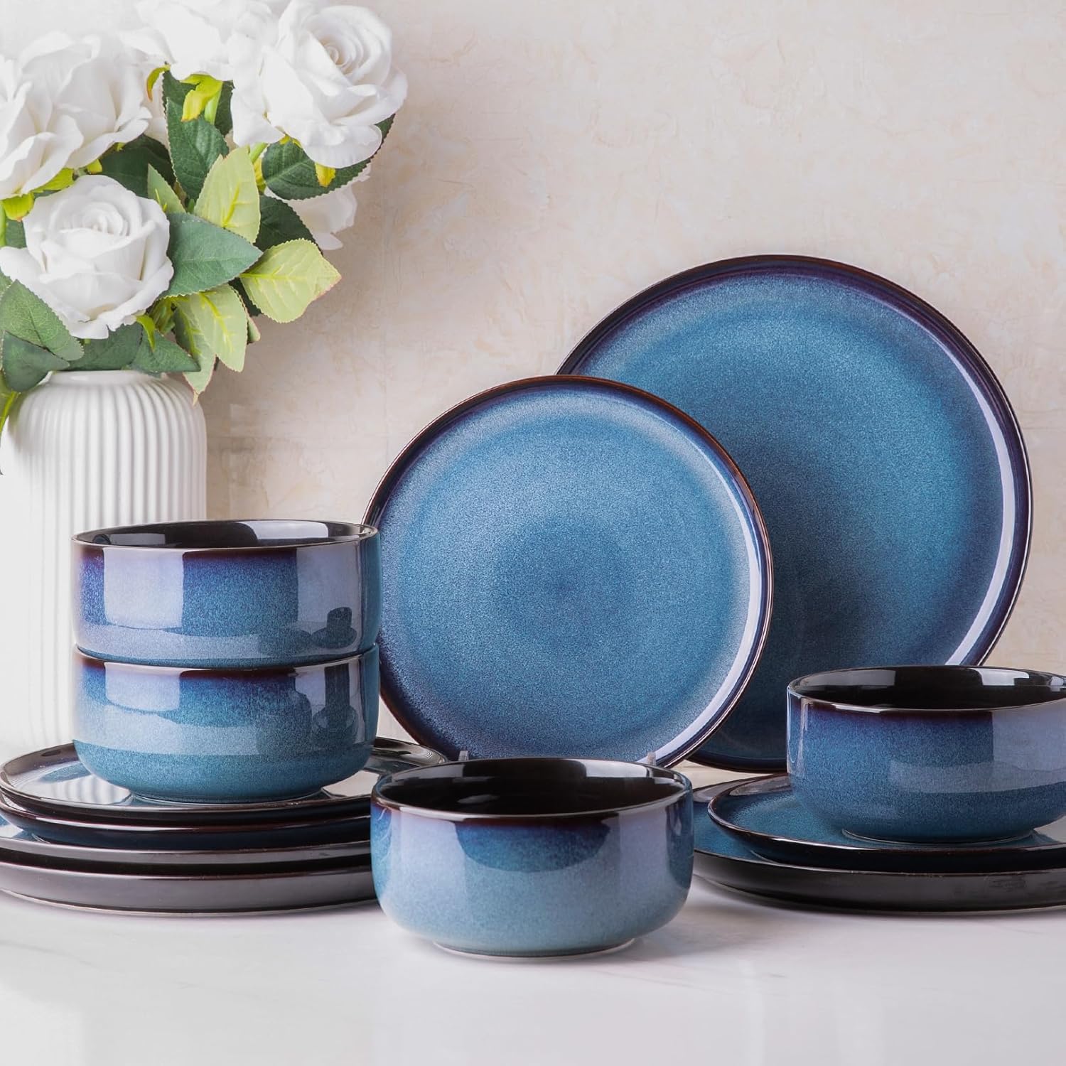 LeRatio Ceramic Dinnerware Sets for 4 - Elegant and Unique Design