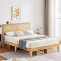 GarveeHome Rattan King Bed Frame with Natural Rattan Headboard - Boho