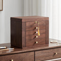 Black Walnut Wooden Jewelry Box with Mirror and Lock for Storage