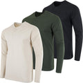 Men's Henley 3-Pack Cotton Short & Long Sleeve T-Shirts - Performance
