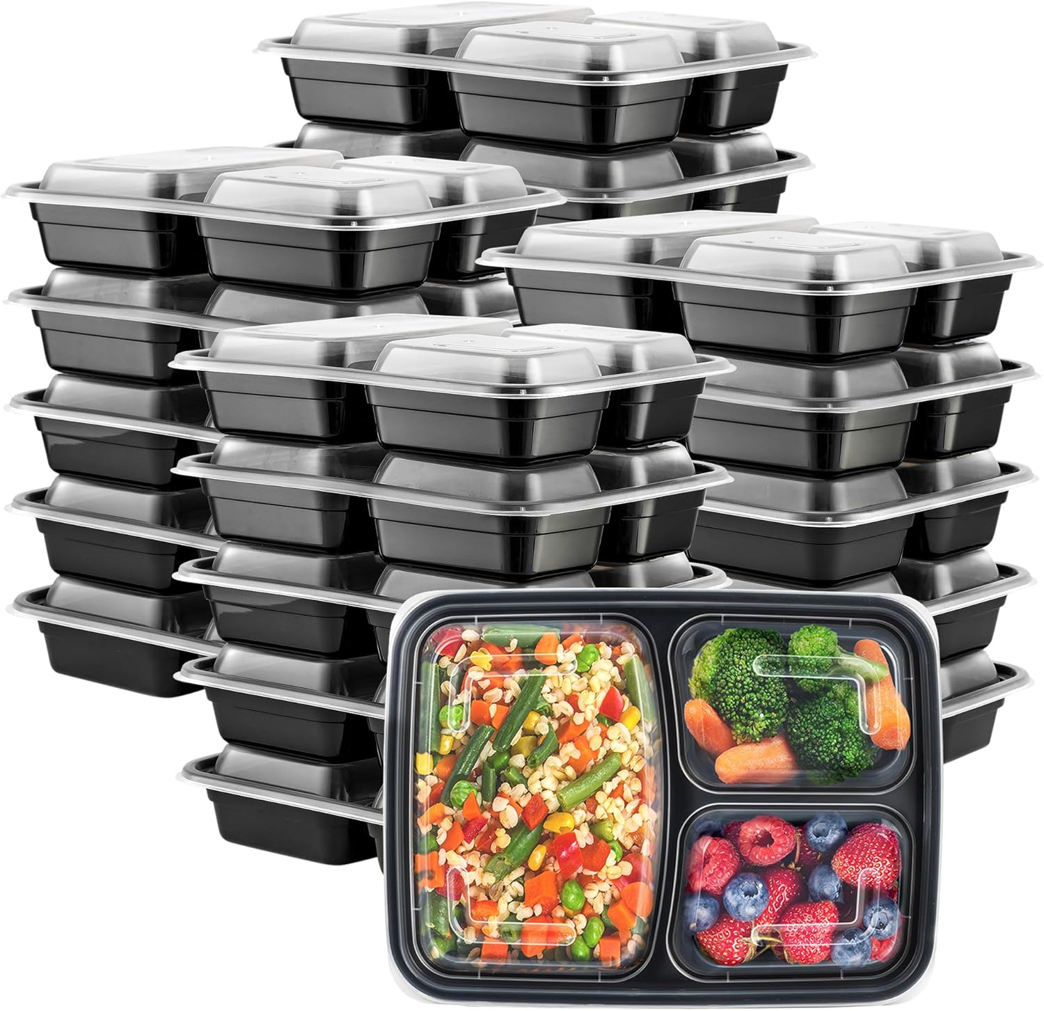 GUSTO 24 oz Meal Prep Containers - 50 Count for Easy Portion Control