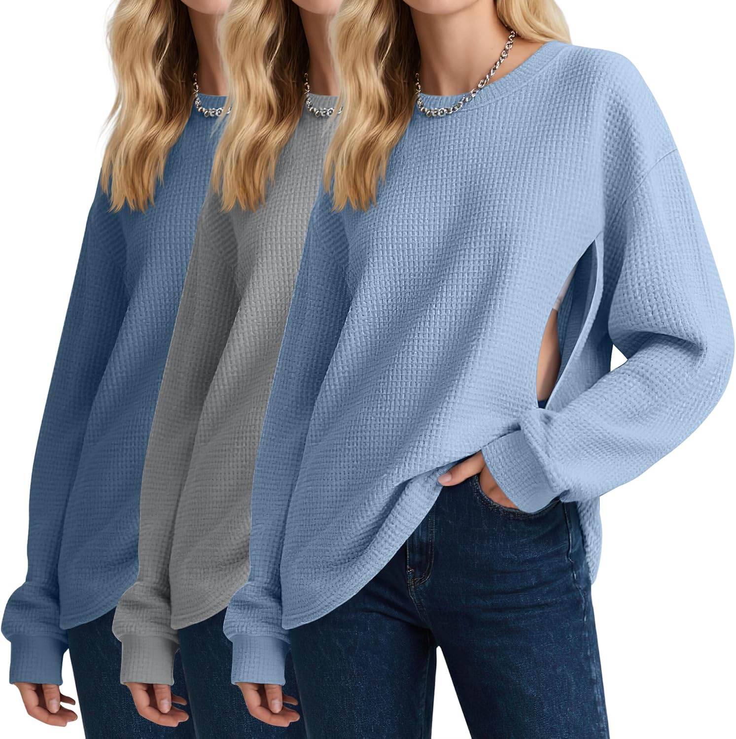 3 Pack Women's Oversized Nursing Tops for Comfortable Feeding
