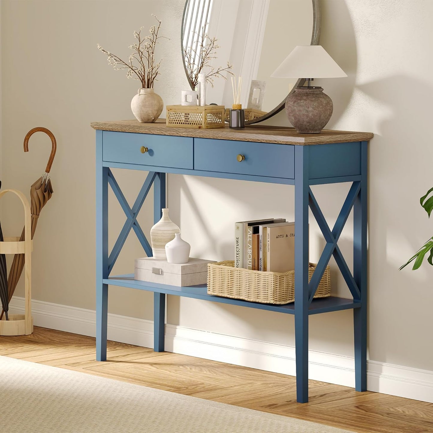 ChooChoo 47.24 in Console Table with Drawers for Living Room