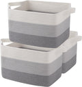 OIAHOMY Storage Basket Woven Cotton Rope Baskets - Pack of 3